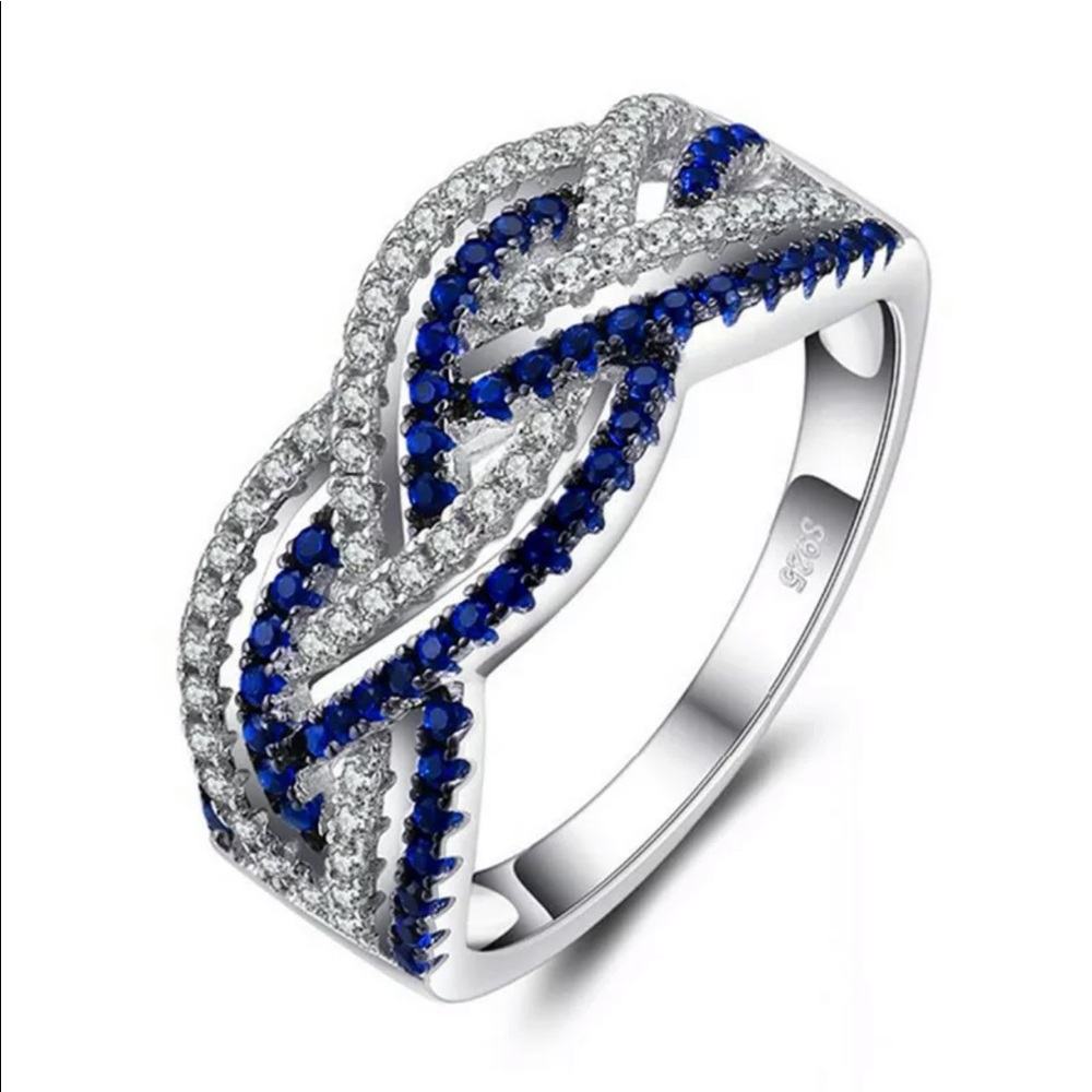 New 925 Silver Infinity Love Sapphire Lovely Ring - Picture 1 of 4